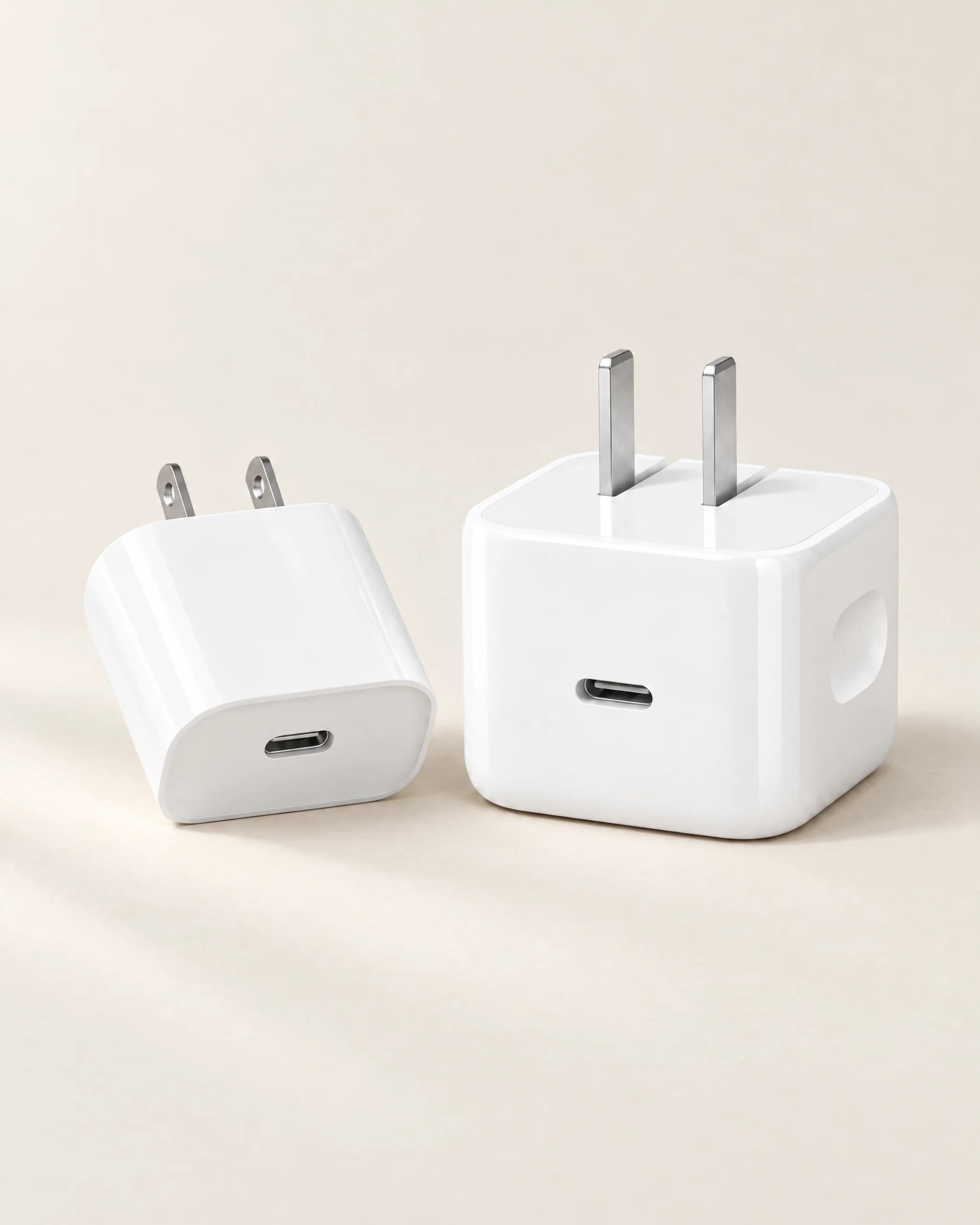 Cubos de carga blancos de 20W y 40W con puerto USB-C