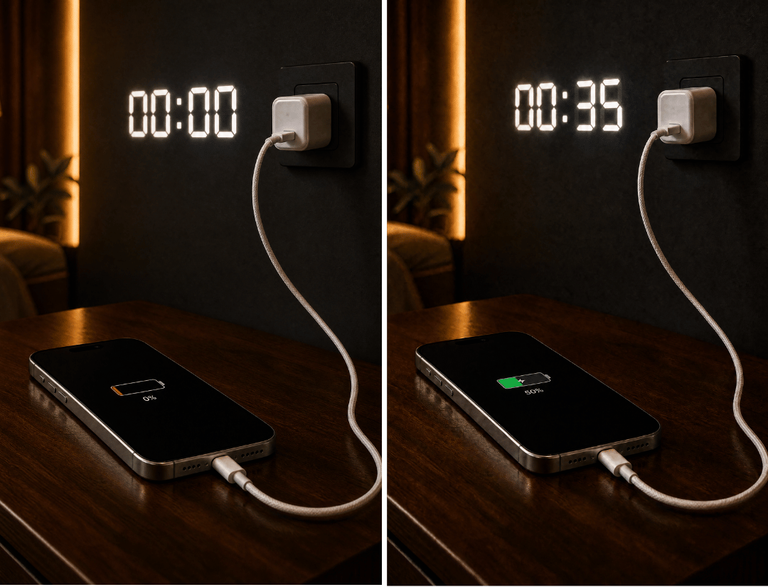 Comparativa cubo 5W vs 20W - velocidad de carga