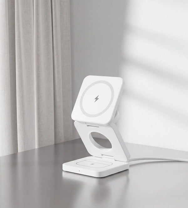 Cargador Inalámbrico Plegable MagSafe 3 en 1 - Blanco
