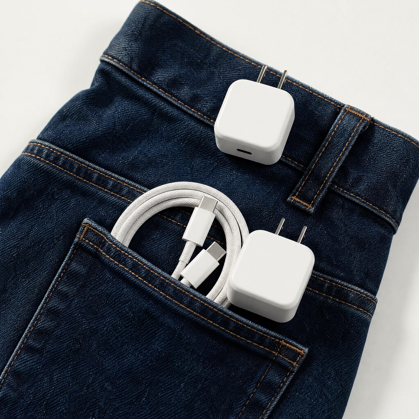 Cable USB-C trenzado enrollado en bolsillo